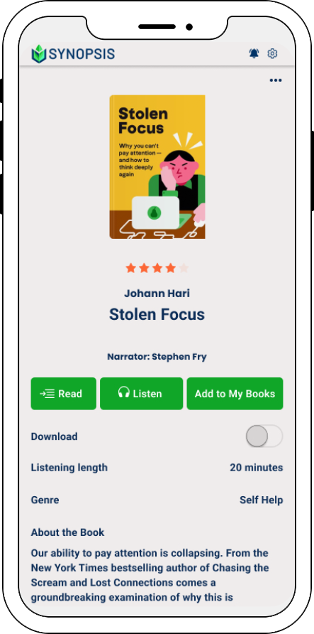 The Synopsis app on a smartphone